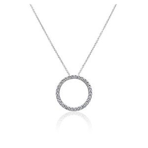 Blue Nile 14kt white gold Diamond Circle Necklace with box